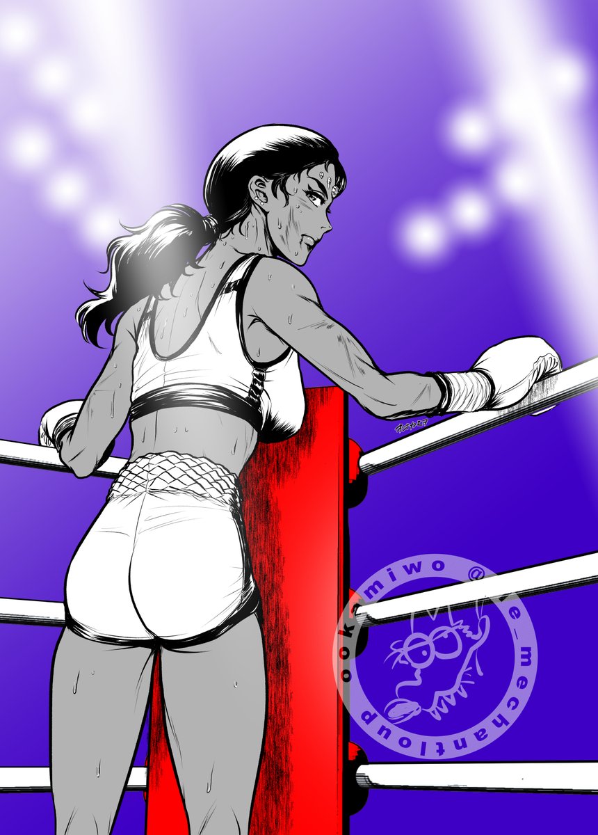 ど正面よりバックシャンの絵好きかも、けっこう描いてる。
バックシャン（英語のbackとドイツ語のschön）ってまだ言うのか？
＃漫画　＃女子ボクシング