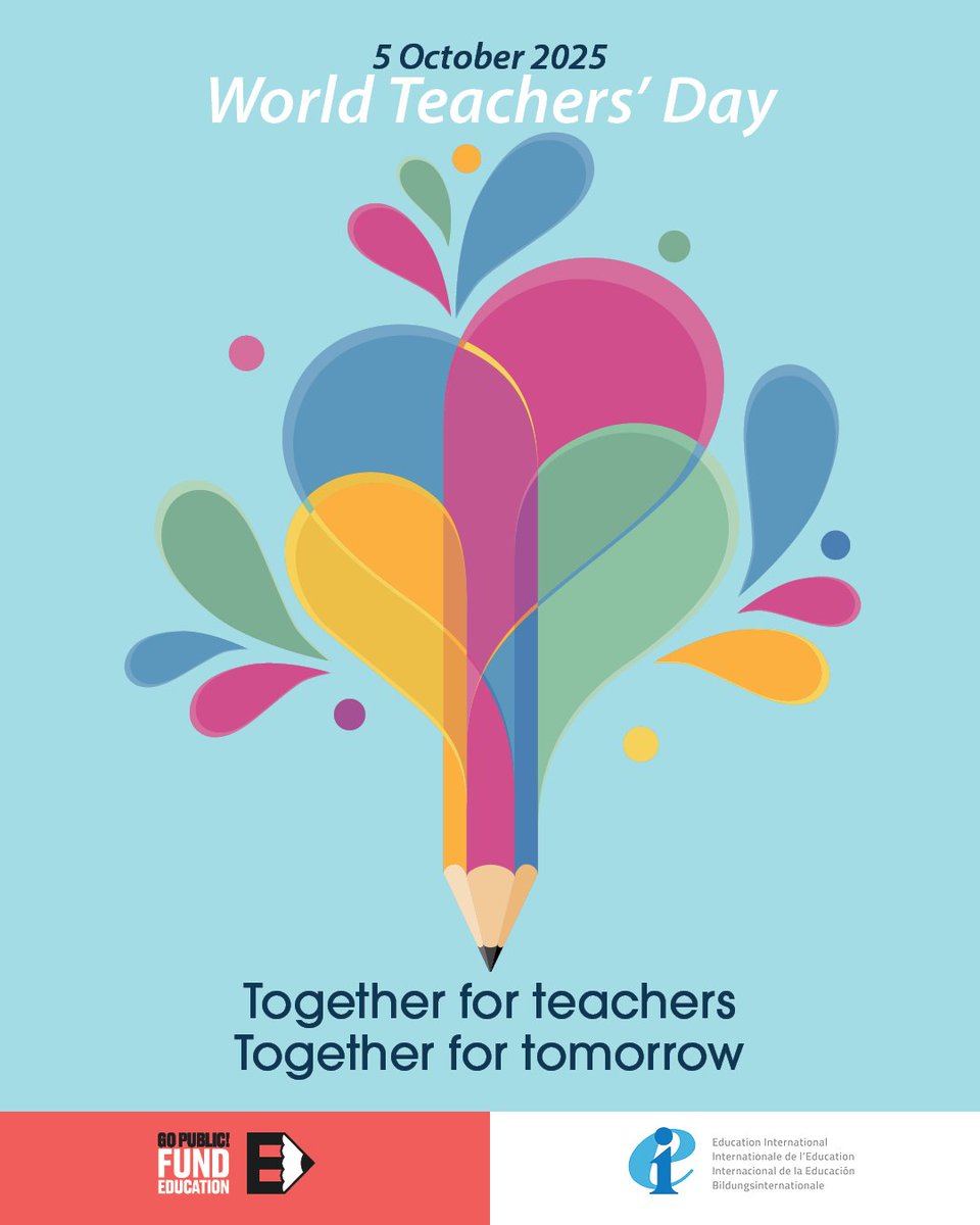 ZIMTA (@zimta01) on Twitter photo Happy #WorldTeachersDay!
Teachers are the heart of education.
Join us and call on governments to :
#GoPublic #FundEducation #InvestInTeachers
<a href="/eduint/">Education International</a> Happy #WorldTeachersDay!
Teachers are the heart of education.
Join us and call on governments to :
#GoPublic #FundEducation #InvestInTeachers
<a href="/eduint/">Education International</a>