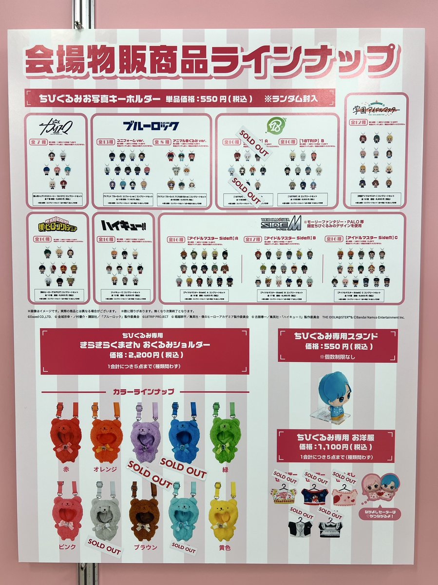 📢ちびぐるみフェス本日の物販状況📢 現時点の物販状況はこちらとなり