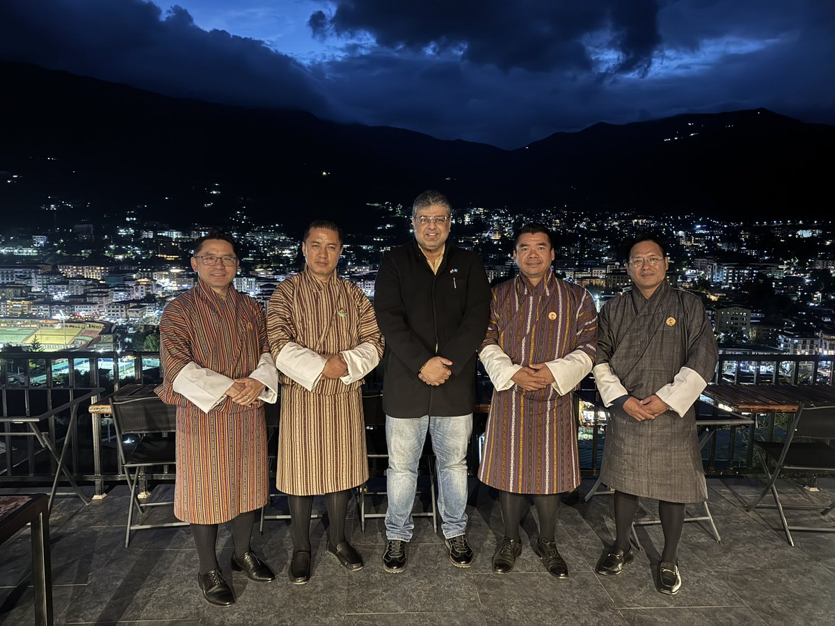 Neerajpalau's tweet photo. During my recent visit to Bhutan, I had the privilege of meeting remarkable individuals who possess the ability to shape the future of their nation. 

In the first photo, from left to right, we have Lyonpo Youten Phuntsho, the Agriculture Minister; Lyonpo Tshering, the Home Minister; Lyonpo Chander Gurung, the Infrastructure & Transport Minister; and Sir Kuenga Tashi, the Secretary General of People’s Democratic Party of Bhutan. 

In the second photo, we have Lyonpo DN Dhungel, the Foreign Minister of Bhutan. 

Interacting with these esteemed personalities has been truly enlightening. 

It has reignited my dedication to serving humanity selflessly.

 #BhutanLeaders #PublicService #InspiringEncounters   #Gelephu #Diplomacy #Mentoring #Gedu #Bhutan #Thimpu #Paro #UNSDG 

@PMBhutan @OfficialBhutan