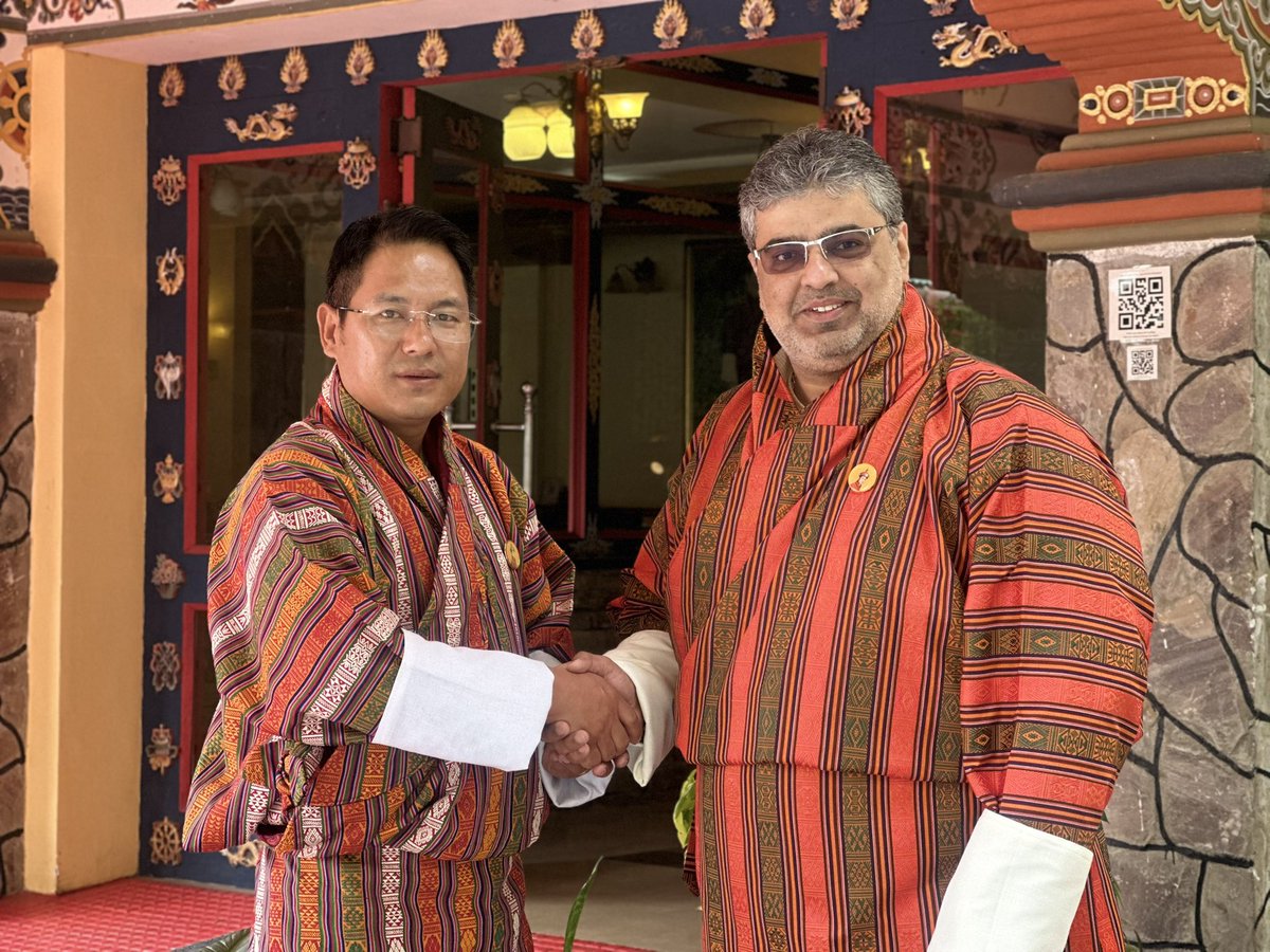 Neerajpalau's tweet photo. During my recent visit to Bhutan, I had the privilege of meeting remarkable individuals who possess the ability to shape the future of their nation. 

In the first photo, from left to right, we have Lyonpo Youten Phuntsho, the Agriculture Minister; Lyonpo Tshering, the Home Minister; Lyonpo Chander Gurung, the Infrastructure & Transport Minister; and Sir Kuenga Tashi, the Secretary General of People’s Democratic Party of Bhutan. 

In the second photo, we have Lyonpo DN Dhungel, the Foreign Minister of Bhutan. 

Interacting with these esteemed personalities has been truly enlightening. 

It has reignited my dedication to serving humanity selflessly.

 #BhutanLeaders #PublicService #InspiringEncounters   #Gelephu #Diplomacy #Mentoring #Gedu #Bhutan #Thimpu #Paro #UNSDG 

@PMBhutan @OfficialBhutan