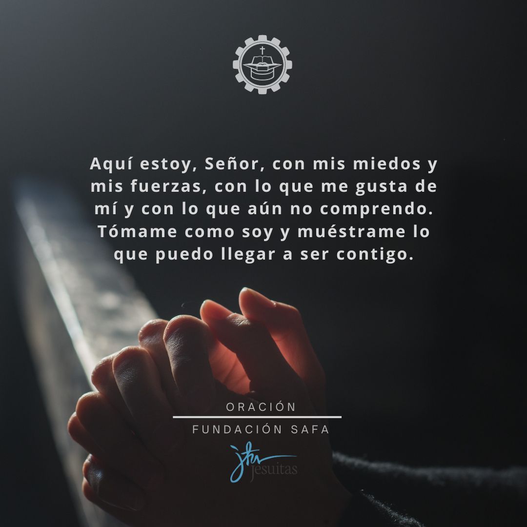 fundacionsafa's tweet photo. Aquí estoy, Señor, con mis miedos y mis fuerzas, con lo que me gusta de mí y con lo que aún no comprendo. Tómame como soy y muéstrame lo que puedo llegar a ser contigo.

@rezandovoy @educsi @JesuitasESP @pastoralsj @ldefsj #rezandovoy #oracion #fundacionsafa #educsi https://t.co/0efsKjfQFt