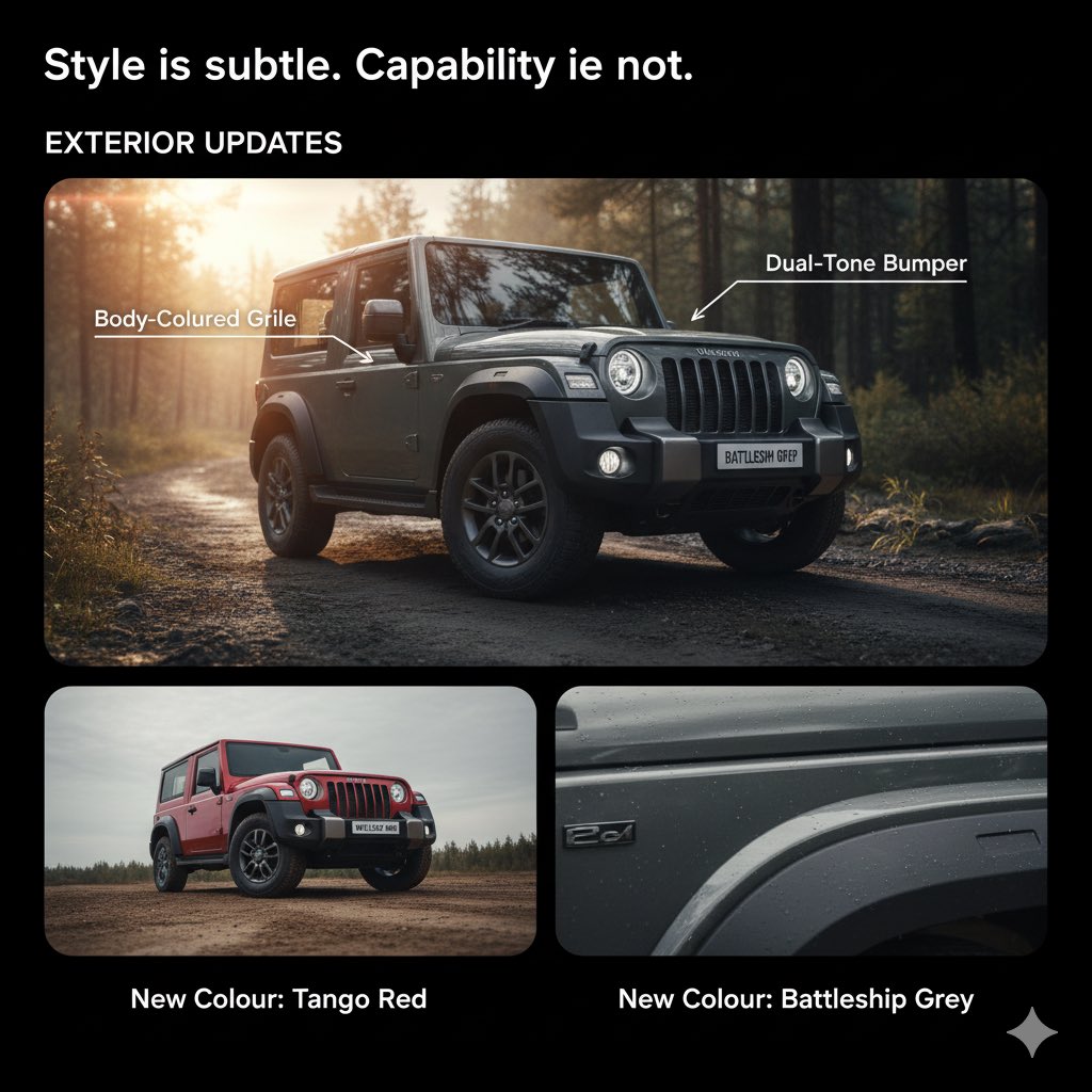 MyTechWorldBlog's tweet image. It's official: 🚘 New Thar Facelift 2025 has landed! Prices start at ₹9.99 Lakh (ex-showroom). Did Mahindra nail the updates? Let the debate begin! 👇
💫 Your next adventure is calling! 🛣️ 
#TharFacelift #Mahindra #SUVIndia #CarLaunch #TharPricing