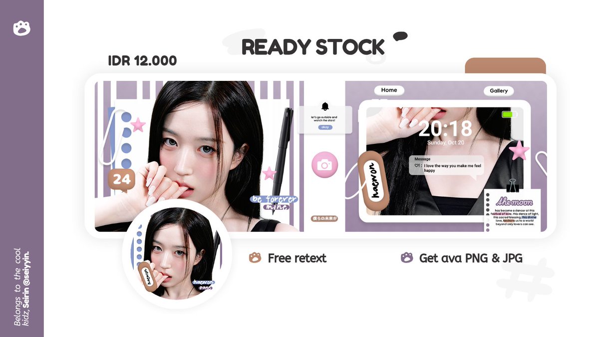 🍮🍡 kindly help repost, thank you 💓 #zonauang 
ⓘ  today’s menu!

🌸🐰  layout ready stock Ye-on, Carmen, Bae, &amp; Haewon
💰🏷  { IDR 12.000/each }

🦊 𓈀  ๋࣭ ⭑ free retext  ﹏  get ava png &amp; jpg   ๋࣭ 𖦹 またね❕️Ⓜ️ ࣪ ⊹ ֶ