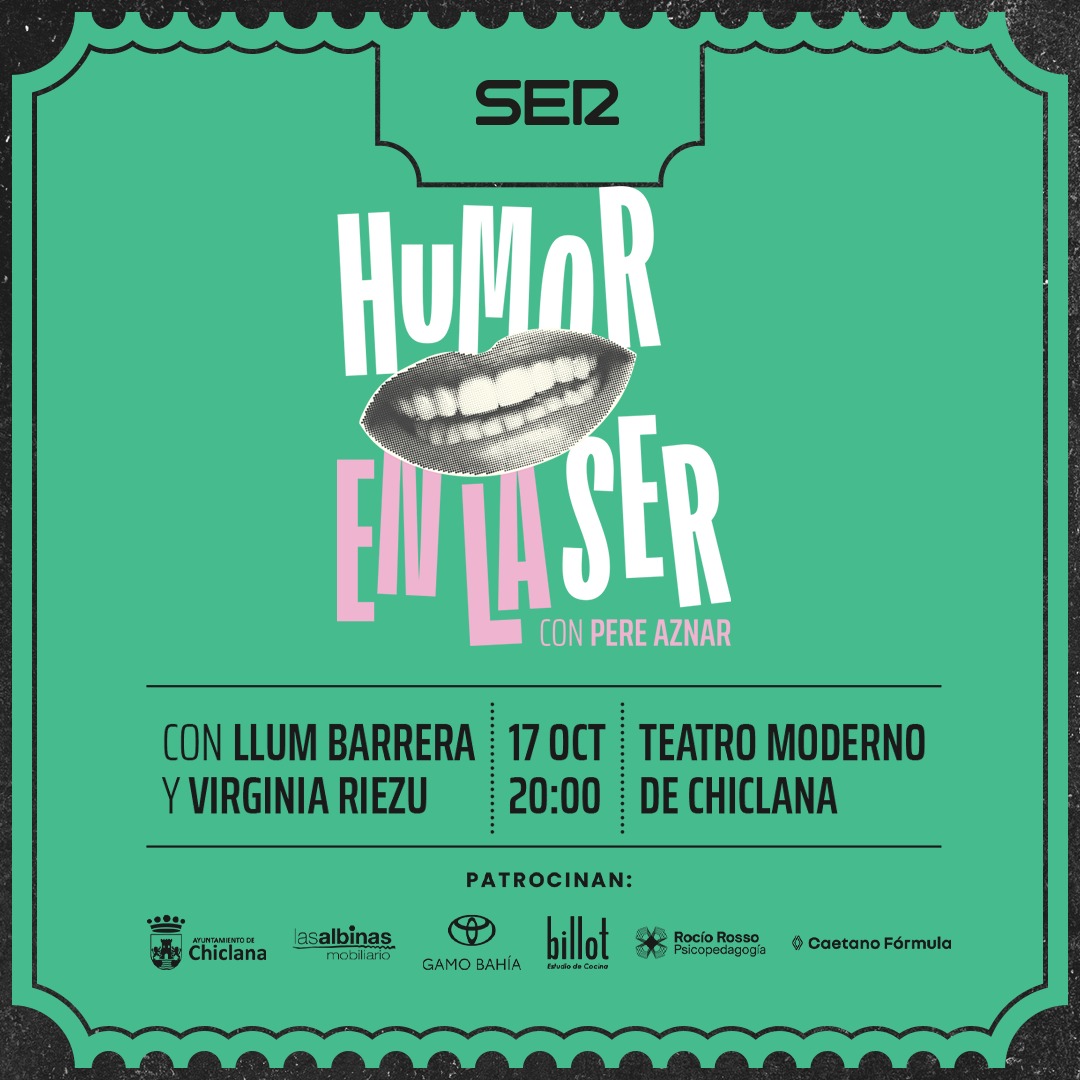 ❓Todavia no tienes tus entradas para 'Humor en la SER'

🏃🏼‍♀️🏃🏼🏃🏼‍♂️ Corre que vuelan!! 🎫🪽

🗓️ 17 de octubre a las 20 horas en el Teatro moderno de <a href="/ayto_chiclana/">Ayuntamiento de Chiclana de la Frontera</a> 

🤣 El mejor humor con Pere Aznar, Llum Barrera y Virginia Riezu

🎟️Las entradas aquí 👇🏼

cadenaser.com/andalucia/2025…