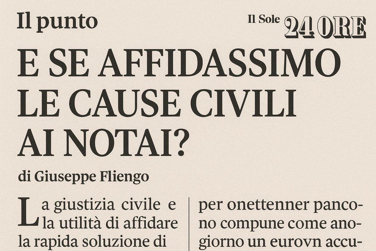 🟥 Affidare ai #notai le cause civili?
✍🏻Il Presidente Graziani risponde al Sole 24 ore
👇🏻
facebook.com/share/p/1BRHDn…