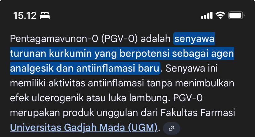 haerinugm's tweet photo. bahkan ugm jg punya produk riset senyawa analog kurkumin dinamain pentagamavunon-0 (pgv-0) 😅 https://t.co/fTPmyL4fI4