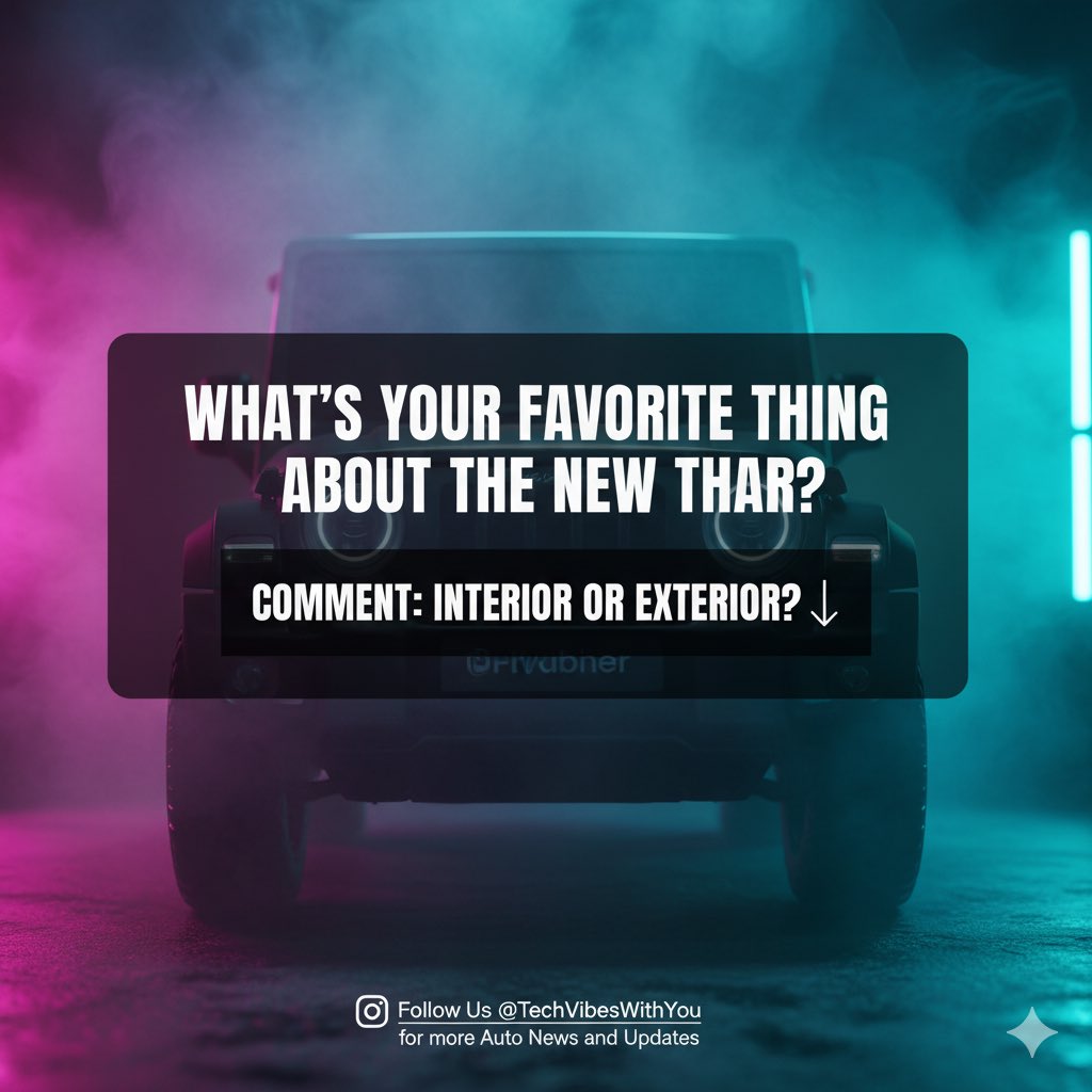MyTechWorldBlog's tweet image. 💰 Price wars are heating up! 🔥
🚘 The new facelift Thar is now more affordable. Old vs new price, who's winning?
Follow us @TechVibesWithYou for the fastest auto news & in-depth updates.
#TharPriceDrop #MahindraThar #Thar2025 #SUVPriceWar #TechVibesWithYou #NewCarLaunch