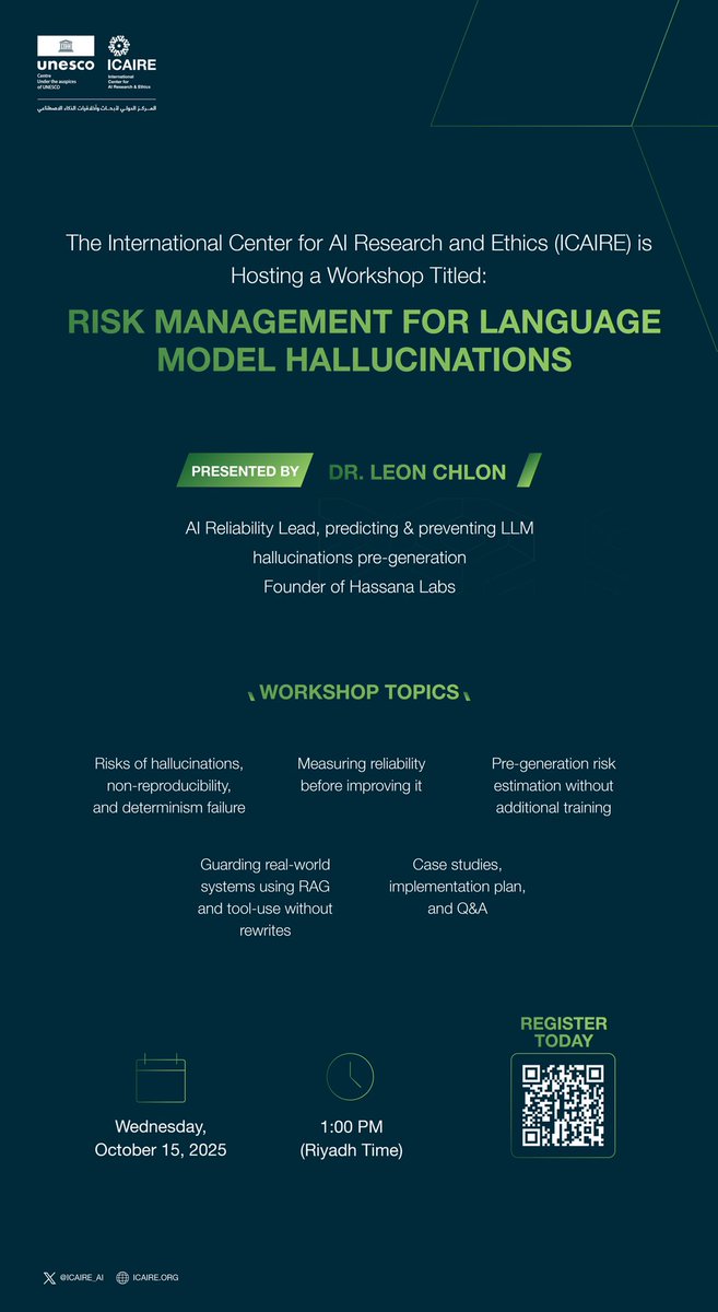 ICAIRE_AI's tweet photo. Register now for the workshop titled: “Risk Management for Language Model Hallucinations.”
https://t.co/JuHWysGQbE https://t.co/yF8dsqqDNB