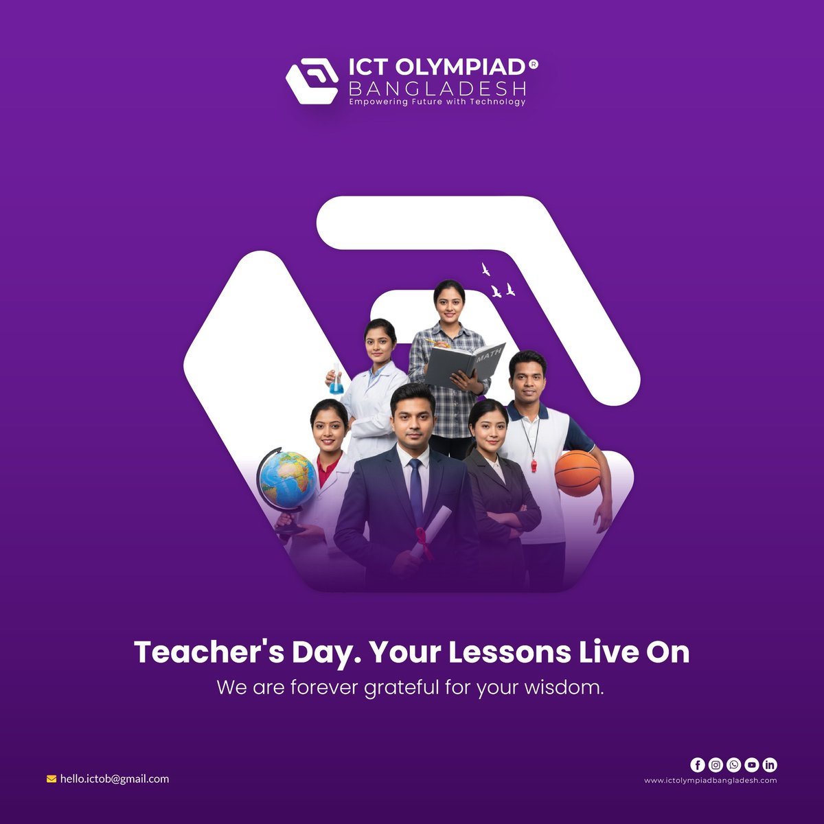 ictolympiadbd's tweet image. To all the visionary educators who nurture innovation, guide with wisdom, and inspire excellence in technology and beyond — we honor your invaluable contribution.

𝐇𝐚𝐩𝐩𝐲 𝐖𝐨𝐫𝐥𝐝 𝐓𝐞𝐚𝐜𝐡𝐞𝐫𝐬’ 𝐃𝐚𝐲!

#WorldTeachersDay #ICTOlympiadBangladesh