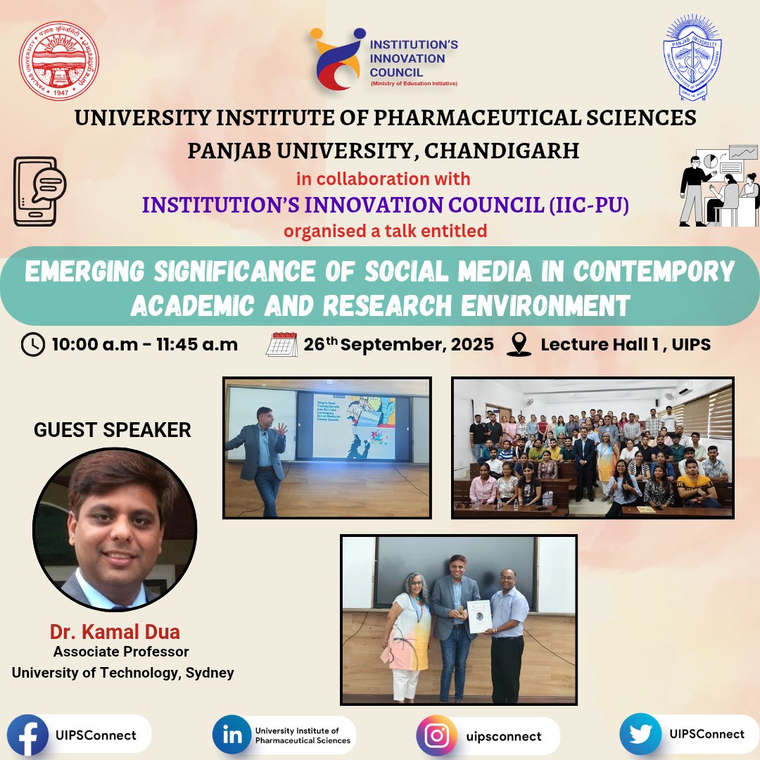 UIPSconnect's tweet image. #uips #puchd #panjabuniversity #talk #organized #pharmacyweek #pharmacist #pharmacy