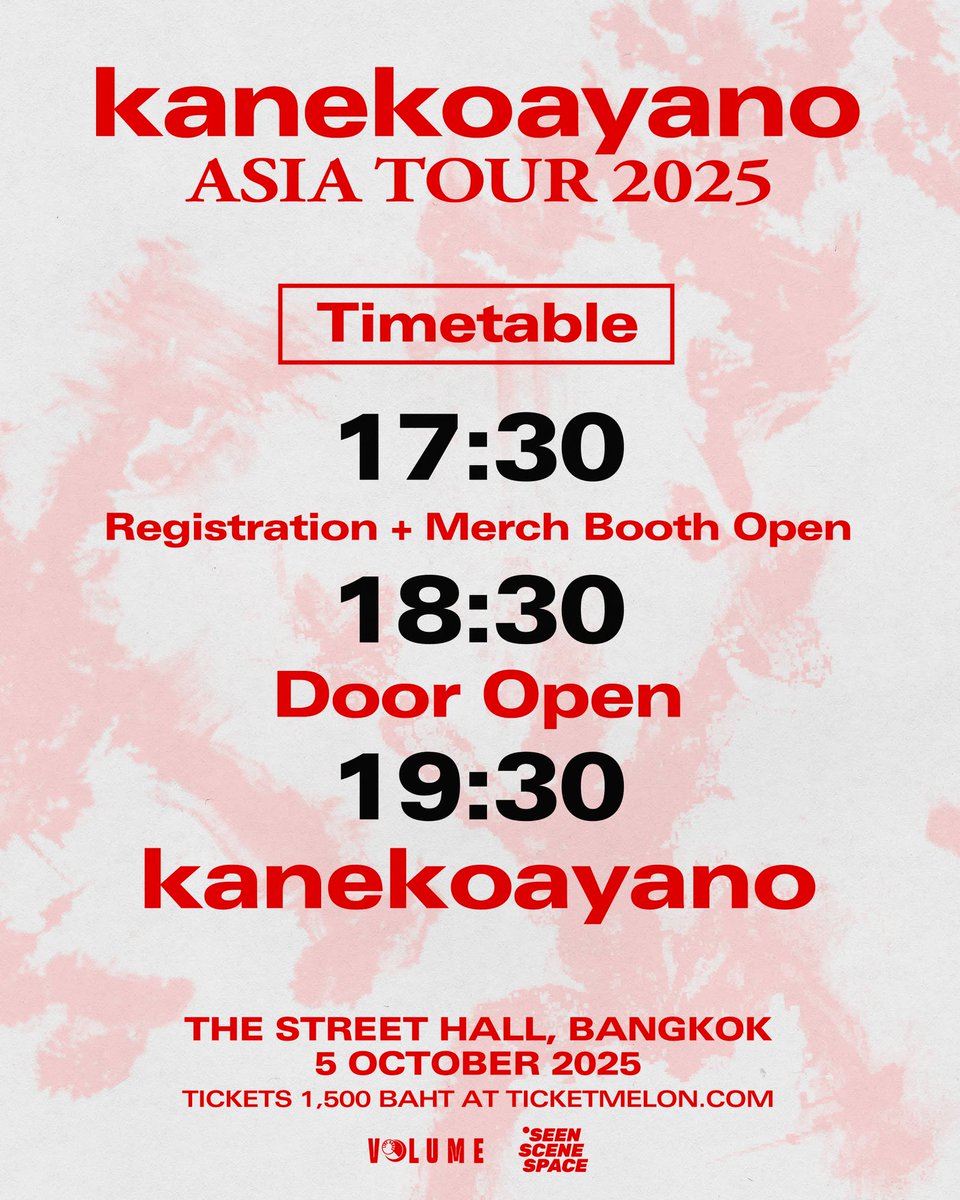 ข้อมูลเตรียมตัว ก่อนเดินทางมาวันนี้!!
kanekoayano Asia Tour 2025 in Bangkok
- สถานที่จัดงาน The Street Hall (ชั้น5 The Street รัชดาฯ)
- ใกล้ MRT สายสีน้ำเงิน สถานีศูนย์วัฒนธรรมแห่งประเทศไทย
- มีบัตรขายหน้างาน หรือซื้อออนไลน์ล่วงหน้าได้ที่ Ticketmelon.com
-