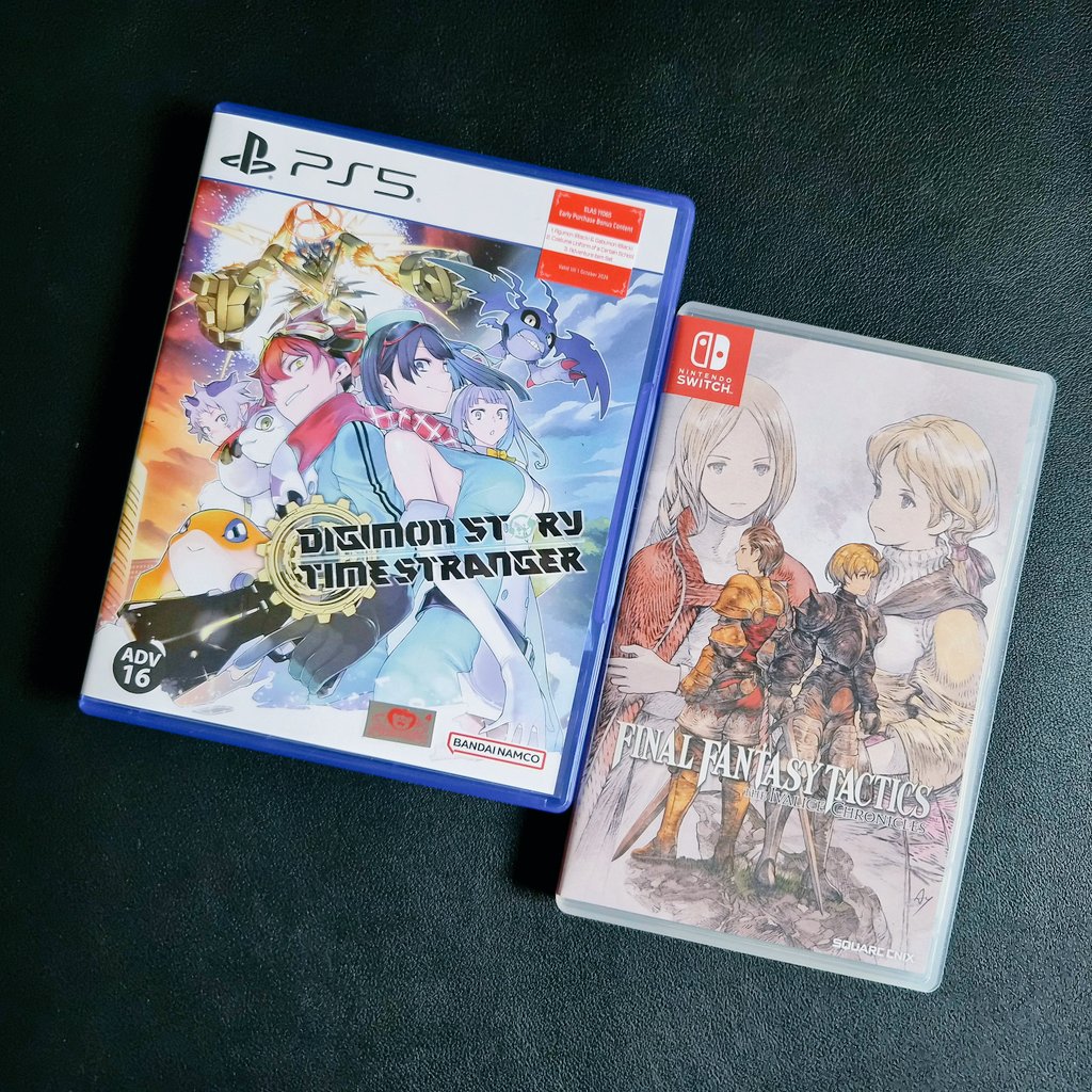 JrpgNerd's tweet photo. Super tough choice for sunday afternoon 😆 #DigimonStoryTimeStranger #FinalFantasyTactics #jrpg https://t.co/2hCb9lBLKQ