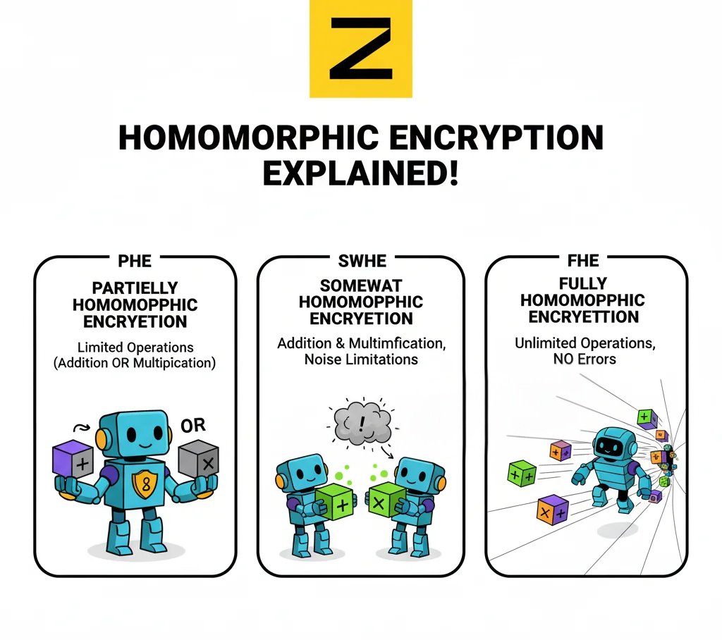 An interesting question is:
What is the difference between FHE, SWHE and PHE❓️
Which encryption method is more practical and better❓️
Let’s explore this together

🟨PHE, which stands for Partially Homomorphic Encryption is a type of encryption that allows specific