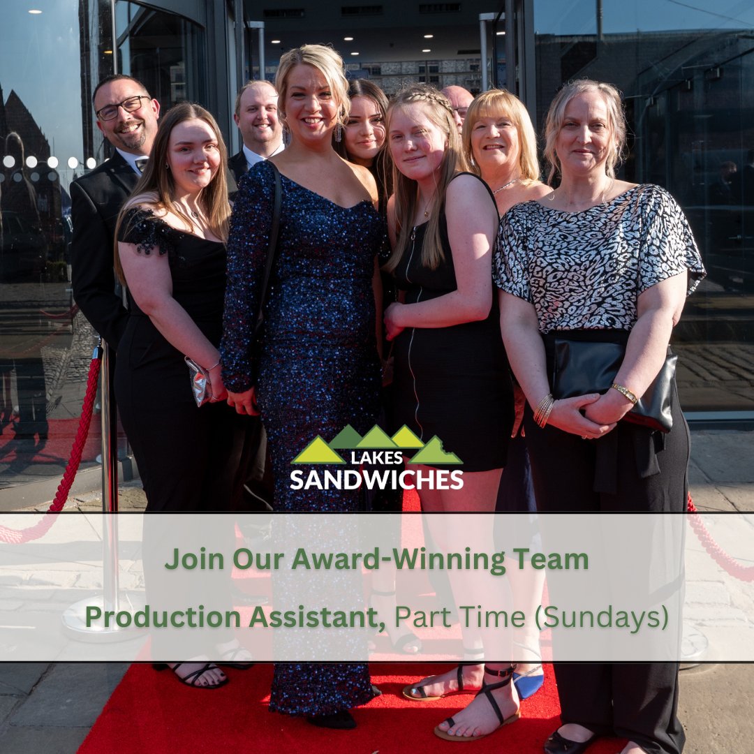 LakesSandwiches's tweet image. 🌟 Join our award-winning team! 🌟
We’re hiring a Part-Time Production Assistant (Sundays only) at Lakes Sandwiches.
✅ Sociable hours
✅ Training &amp;amp; staff perks
✅ Perfect for students or weekend top-up
Apply via our Careers Page today!
#NowHiring #PartTimeJob #Cumbria