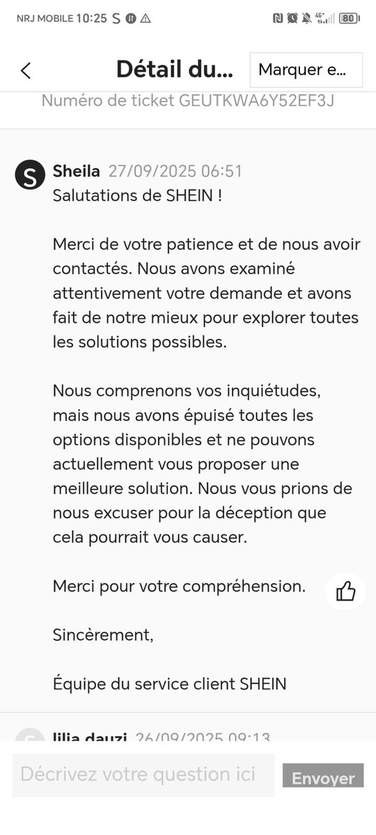 najsalafya's tweet photo. @SHEIN_Official Ça fait maintenant deux mois que j’attends mon remboursement 
Regardez comment votre service Client se dédouane alors que dans votre politique vous êtes le responsable du colis Retour https://t.co/JFj1fKeOHf