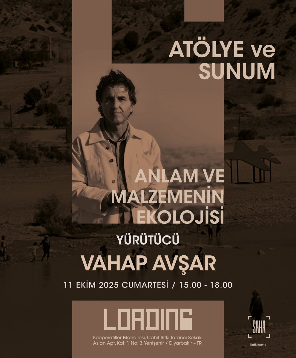 llloadinggg's tweet photo. Sanatçı Vahap Avşar, son 15 yılın üretimlerinden yola çıkarak “Anlam ve Malzemenin Ekolojisi” kavramını katılımcılarla tartışacak. Kitabından alıntılar, kronolojik bir iş sunumu ve derinlemesine bir sohbet sizleri bekliyor. @llloadinggg https://t.co/XG5WzrvhNK