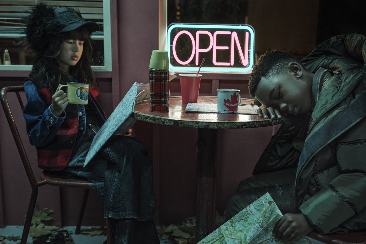 Dsquared2's tweet photo. Every road trip needs a pit stop. Ours looks like this.

The #D2KIDS FW25 campaign celebrates friendship and Canadian style. Captured by #GiampaoloSgura #ChrisBoalArtists 

Shop the collection now at https://t.co/t9rEQMNWB3 and select stores around the globe. 

#DSQUARED2 https://t.co/4HrCZsky7Q