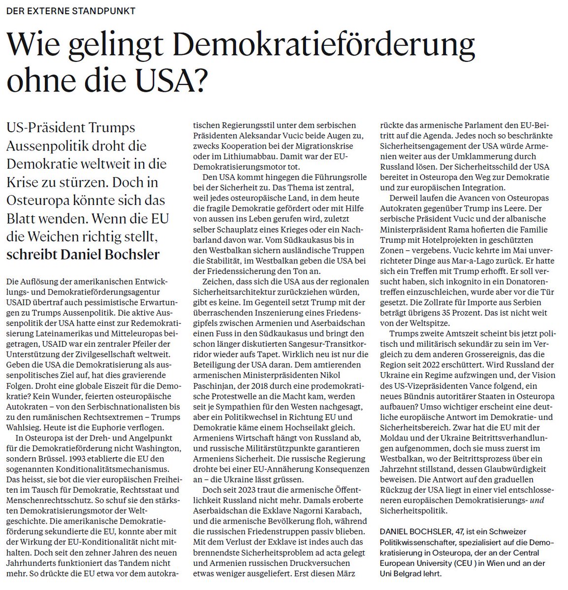 Stürzt die neue US-Aussenpolitik die Demokratie weltweit in die Krise? An Osteuropa könnte die Eiszeit der Demokratie vorbeiziehen.

Mein Kommentar in der NZZ am Sonntag.

nzz.ch/nzz-am-sonntag… <a href="/EU_EMBRACE/">EMBRACE_Democracy</a>