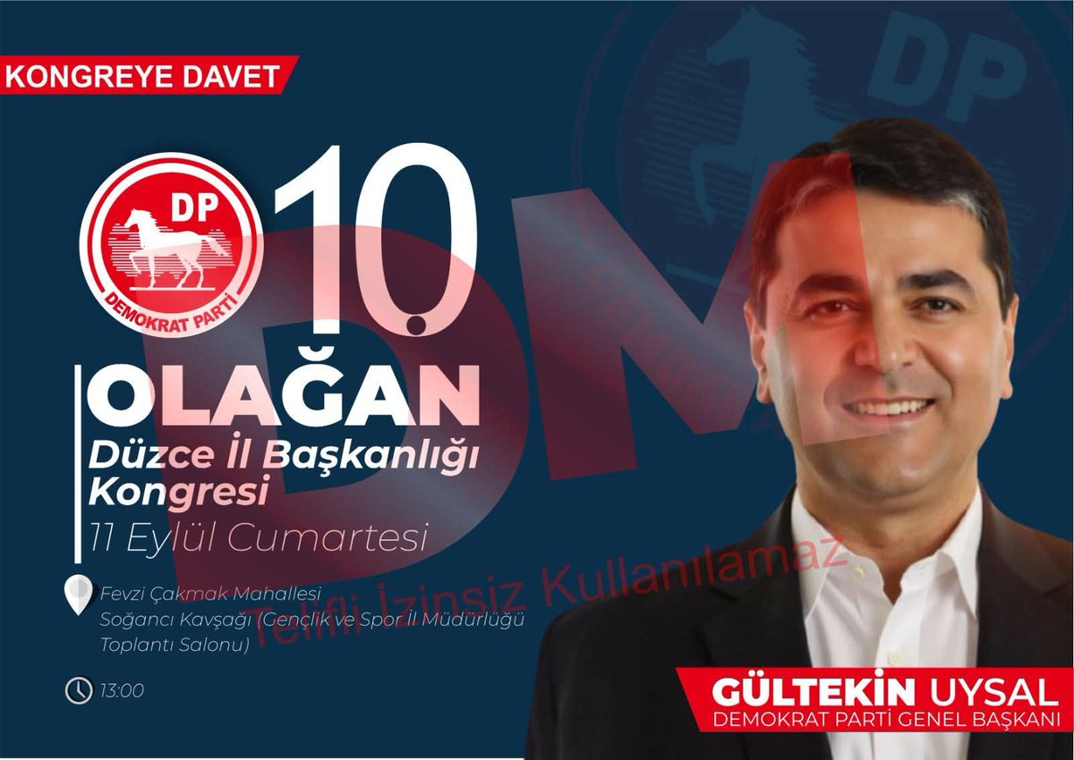 AhmetAy81000's tweet image. GÜLTEKİNUYSAL DÜZCE&apos;DE .         DEMOKRAT PARTİ genel başkanımız sayın Gültekin uysal&apos;ın da katılacağı 10 Ekim cumartesi günü saat 13_30 da demokrat parti Düzce 10.olağan il kongremize değerli düzceliler ve tüm halkımız davetlidir .#DP #Düzce.