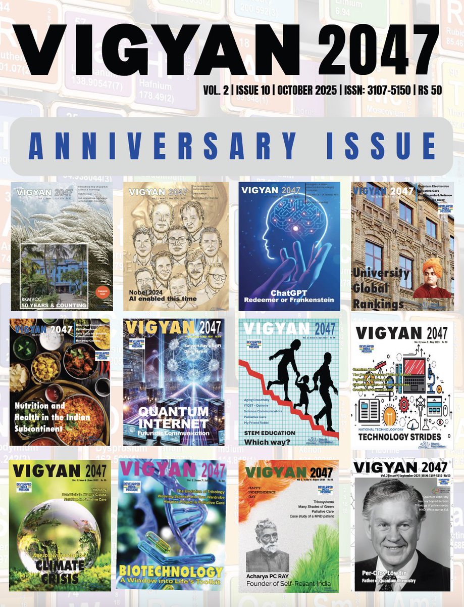 nakulparashar's tweet photo. Here is the Anniversary Issue of VIGYAN 2047, a popular science monthly in English. Download your free copy from: https://t.co/04ZvmEFWkd
For your print copy, please subscribe annually @ Rs 600 through UPI at: schandra.sharma@okicici https://t.co/BUTNromegU