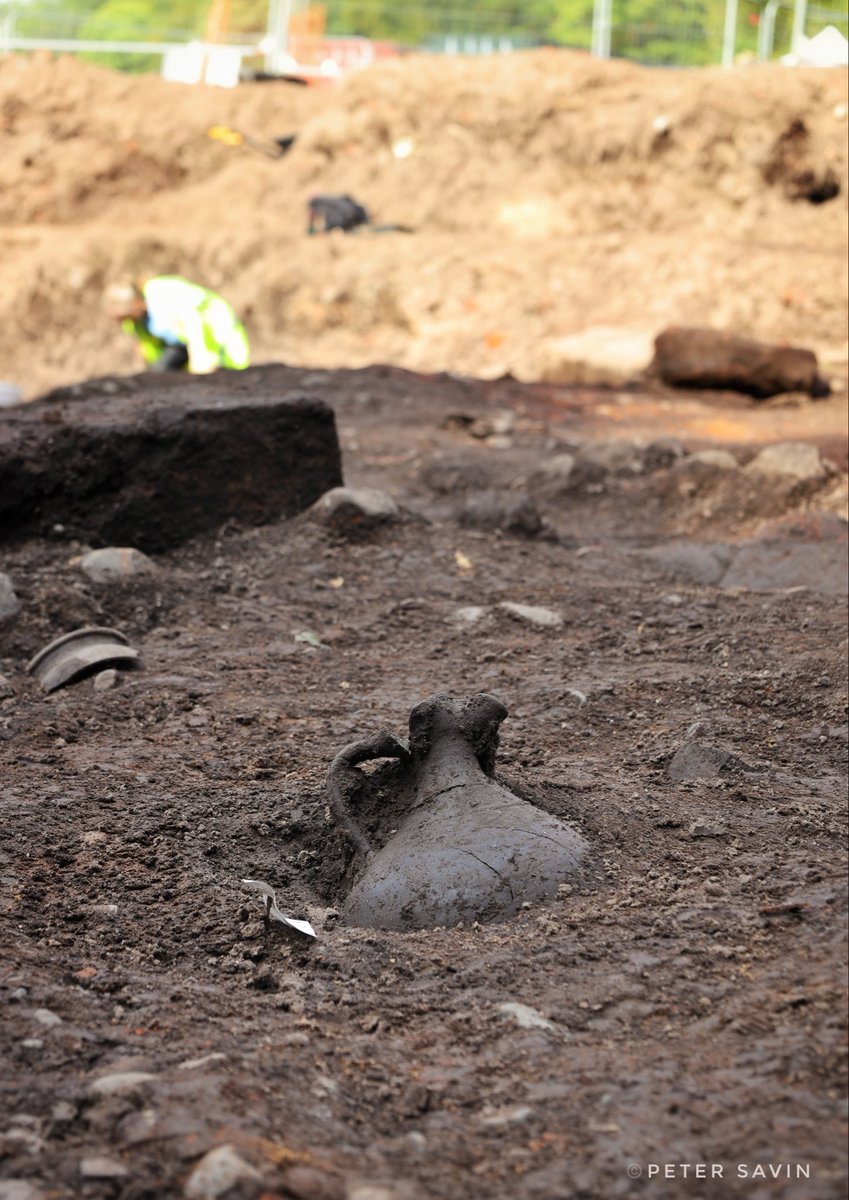 The remains of a Roman flagon found during excavation during the 2024 excavation season. The Uncovering Roman Carlisle Team will be back from the 26th October for a short 2 week dig. #HadriansWall #Carlisle #archaeology