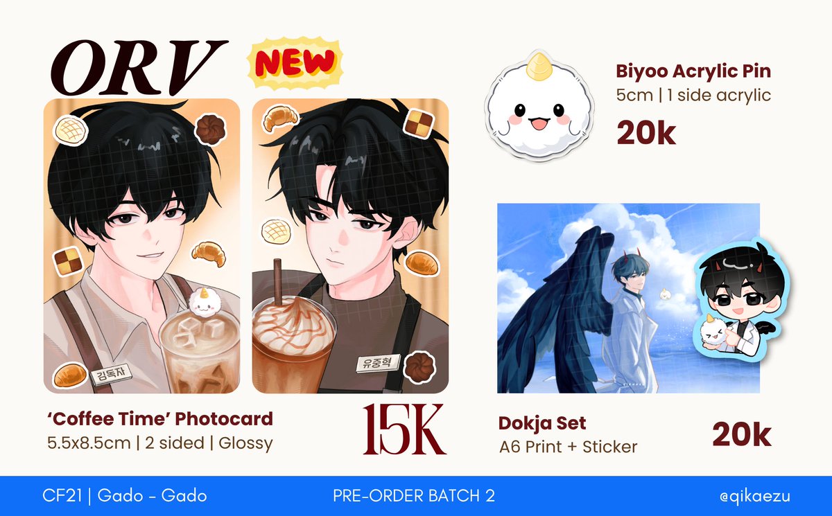 qikaezu's tweet photo. [💙/RTs appreciated🌹]

qikaezu's #CF21 PO 2 is open!
📅 Ends 12 Oct
📦 Pickup &amp; mail
💌 GO pls DM first!
🔗 https://t.co/ZEafLwbOMl
🍁 ORV, GDCG, ALNST, Genshin, HSR

🎀GIVEAWAY🎀
- Like, RT, tag a friend
More info⤵️

(1/3)
#comifuro21 #comifurocatalogue #warungorv #warungalnst https://t.co/KYrsi83dZT