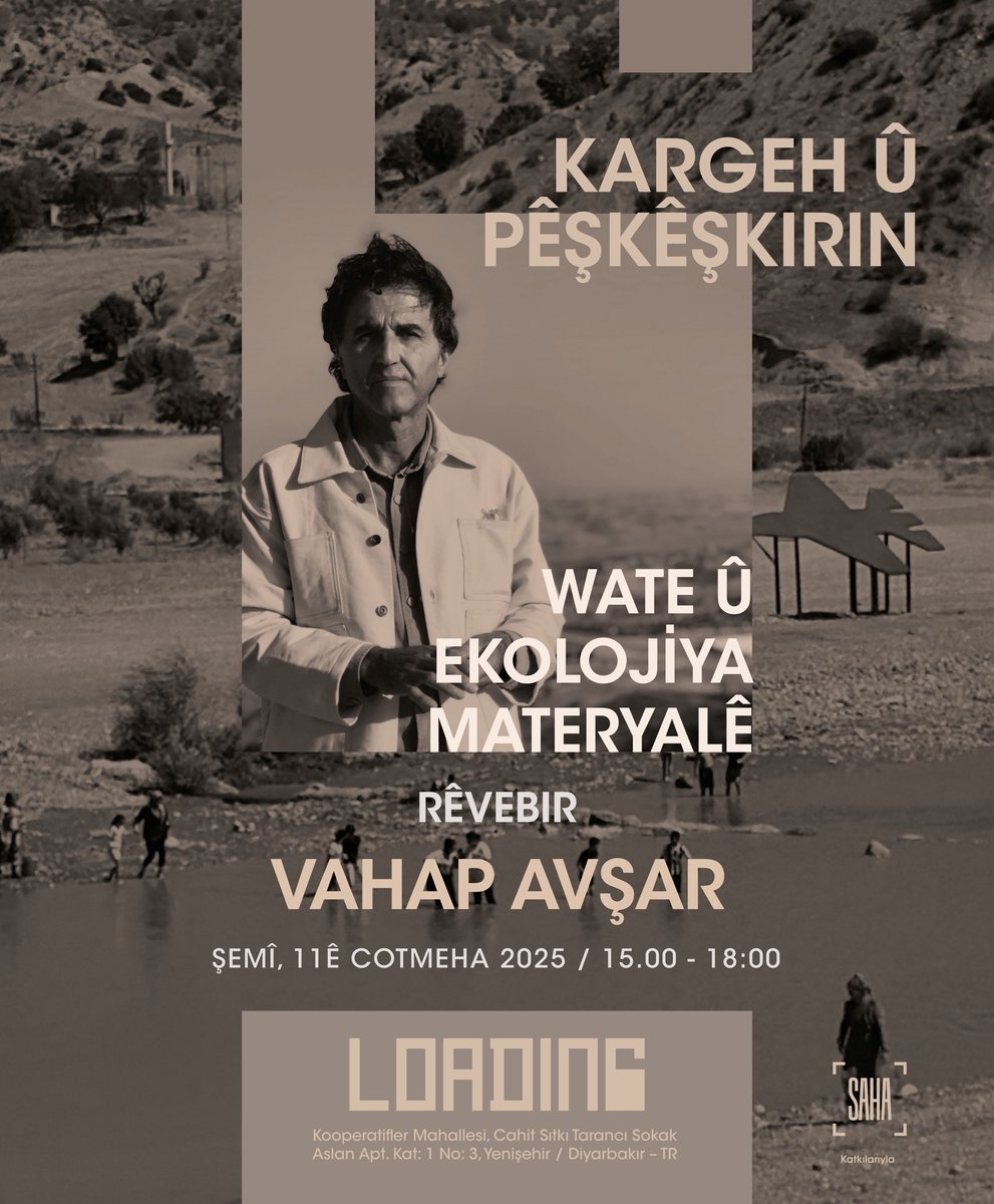 llloadinggg's tweet photo. Hunermend Vahap Avşar dê li ser têgeha "Ekolojiya Wate û Materyalîtiyê" nîqaş bike, ku ji xebatên xwe yên 15 salên dawî sûd werdigire. Parçeyên ji pirtûka wî, pêşkêşkirineke kronolojîk a xebatên wî û sohbeteke kûr li benda we ne.  @llloadinggg https://t.co/wwE9ztW2RU