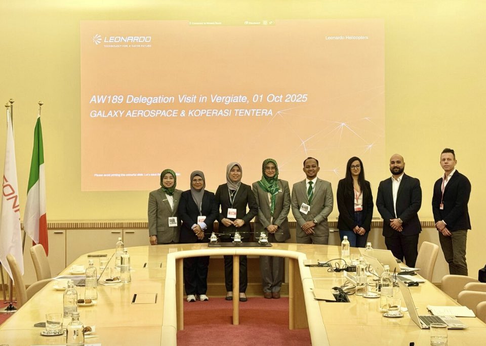 The AW-189 of Malaysian Maritime Enforcement Agency is in the process of installing various parts to the helicopter at the Leonardo in Vergiate, Italy