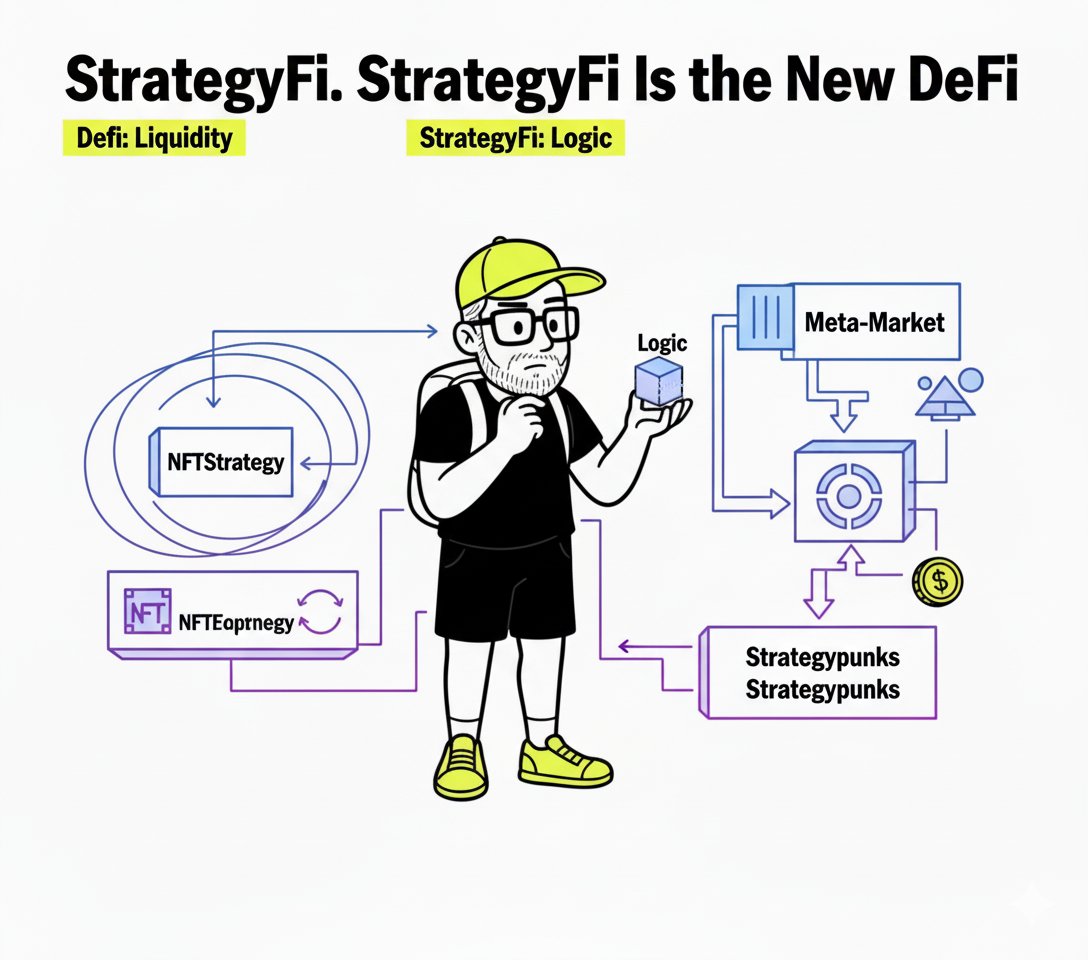 StrategyFi is the new DeFi.

DeFi was about liquidity.
StrategyFi is about logic.

We’re moving from trading assets to trading behaviors.
 
NFTStrategy turned speculation into a loop.
Strategypunks turned conviction into a token.
This is the MicroStrategy moment of on-chain