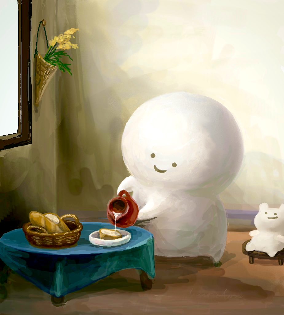 stm_potato's tweet image. 便乗して再掲…！
牛乳を注ぐお文具さん。

全投稿の中で一番見てもらえた、思い出のイラストです🥛
#ぶん学者のファンアート
