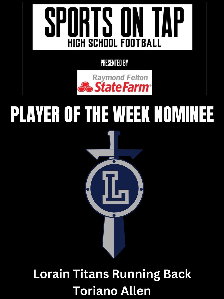 Sports On Tap (@sotpodcast) on Twitter photo Lorain Titans RB Toriano Allen
23 Carries 132 Yards 2 Touchdown’s
<a href="/lorainathletics/">Lorain Athletics</a> <a href="/CoachBoyeas/">James Boyeas</a> <a href="/TorianoAllen7/">Toriano (TJ) Allen Jr</a> <a href="/Ohio_GCC/">Greater Cleveland Conference</a> Lorain Titans RB Toriano Allen
23 Carries 132 Yards 2 Touchdown’s
<a href="/lorainathletics/">Lorain Athletics</a> <a href="/CoachBoyeas/">James Boyeas</a> <a href="/TorianoAllen7/">Toriano (TJ) Allen Jr</a> <a href="/Ohio_GCC/">Greater Cleveland Conference</a>