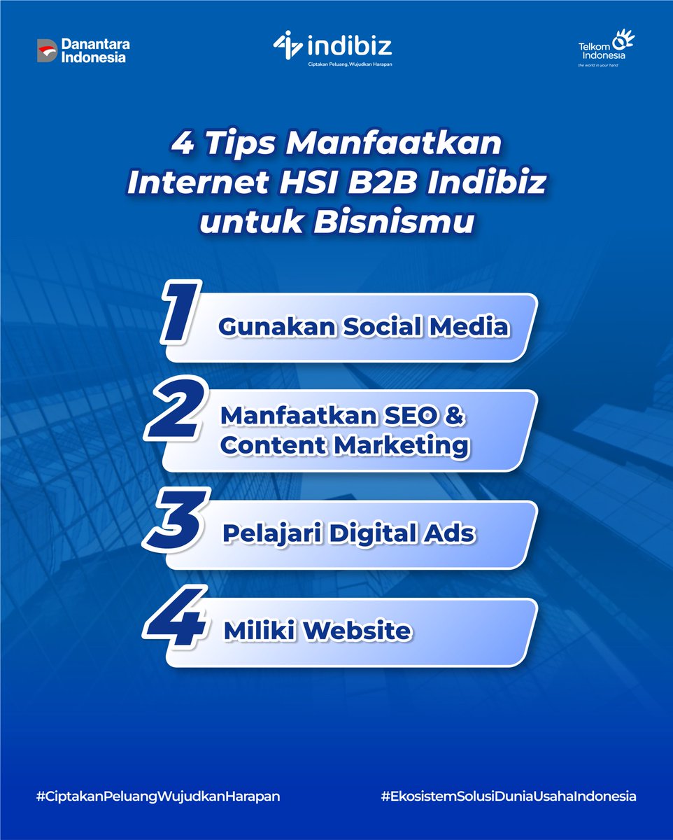 Indibiz_jtdiy's tweet image. Semua udah beralih ke digital, tapi kamu belum manfaatin internet untuk bisnismu? Ikutin tips dari Mimin nih, dijamin ampuh! 📷
#Indibiz #Indibizjtd #InternetBisnis
#CiptakanPeluangWujudkanHarapan
#EkosistemSolusiDuniaUsahalndonesia