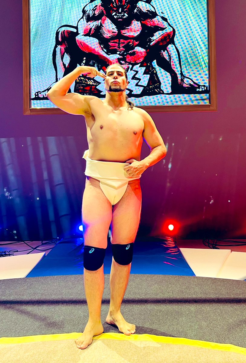 Fujinoumijun's tweet photo. 「SUMO KING」みんな見てくれたかな？
約8年ぶりにまわしを締めて、色んな人と楽しかったよ✨また是非行ってDOOMしたいな💀
#ajpw #SUMOKING #斉藤ブラザーズ
#斉藤ジュン https://t.co/jrsw2xcEKW