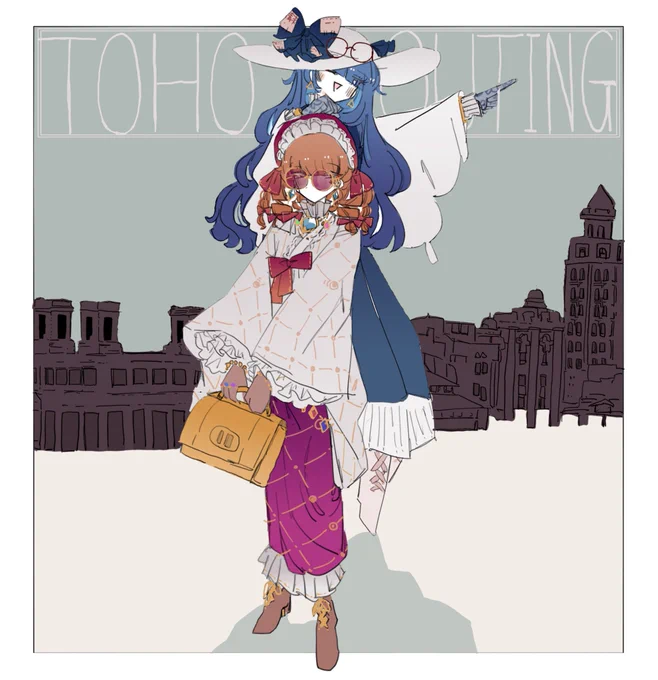 10月19日(日)秋季博麗神社例大祭(第十二回)、け02aにて『TOHO OUTING』a5(変形裁断)、24ページ、500円、フルカラーで頒布予定ですー 衣装アレンジ+お出かけ本なイメージです