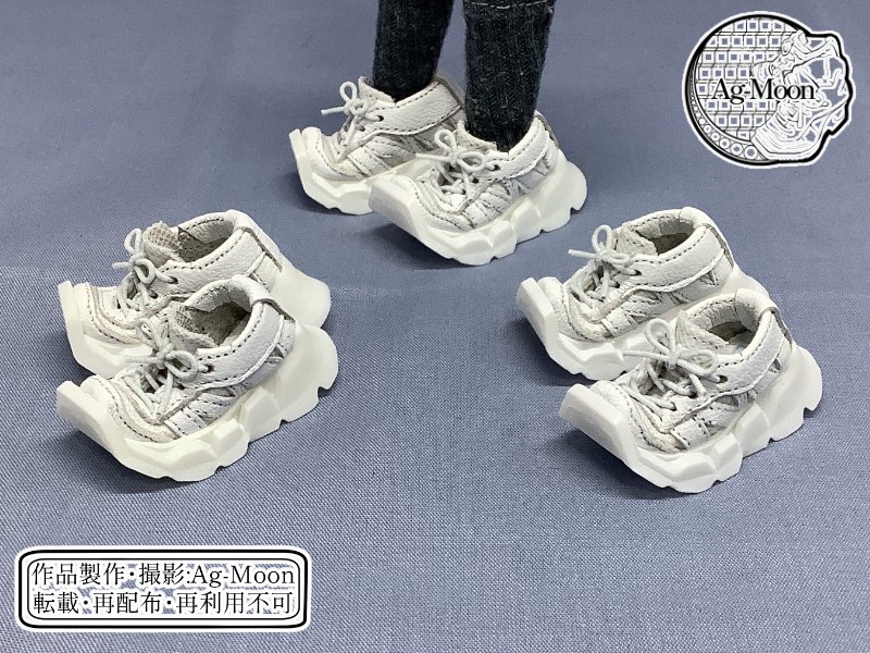 Ag-Moon F型：ハイテクスニーカー1st 灰×白 一足 Ag-Moon F型：ハイテク