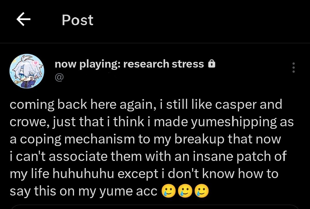 sunflowereaper's tweet image. huhuhu i've thought abt it a bit and i took this out of priv but uhm yea, huhuhuhu maybe i'll be taking a break first before proceeding forward whether or not to continue yumeing both of them, like i'm still fond of them but they just remind me of things huhuhuhu i'm so sorry  😓