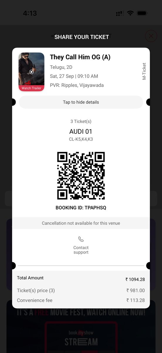 munisandeep's tweet photo. @PicturesPVR @_PVRCinemas no response after 10 days on my tickets refund for the cancelled show. This shows how the @PicturesPVR @_PVRCinemas will respect their customers. Really ridiculous. Some media please help me. I am posting since 10 days. @IndianExpress @timesofindia https://t.co/dl6ZCvXMgd