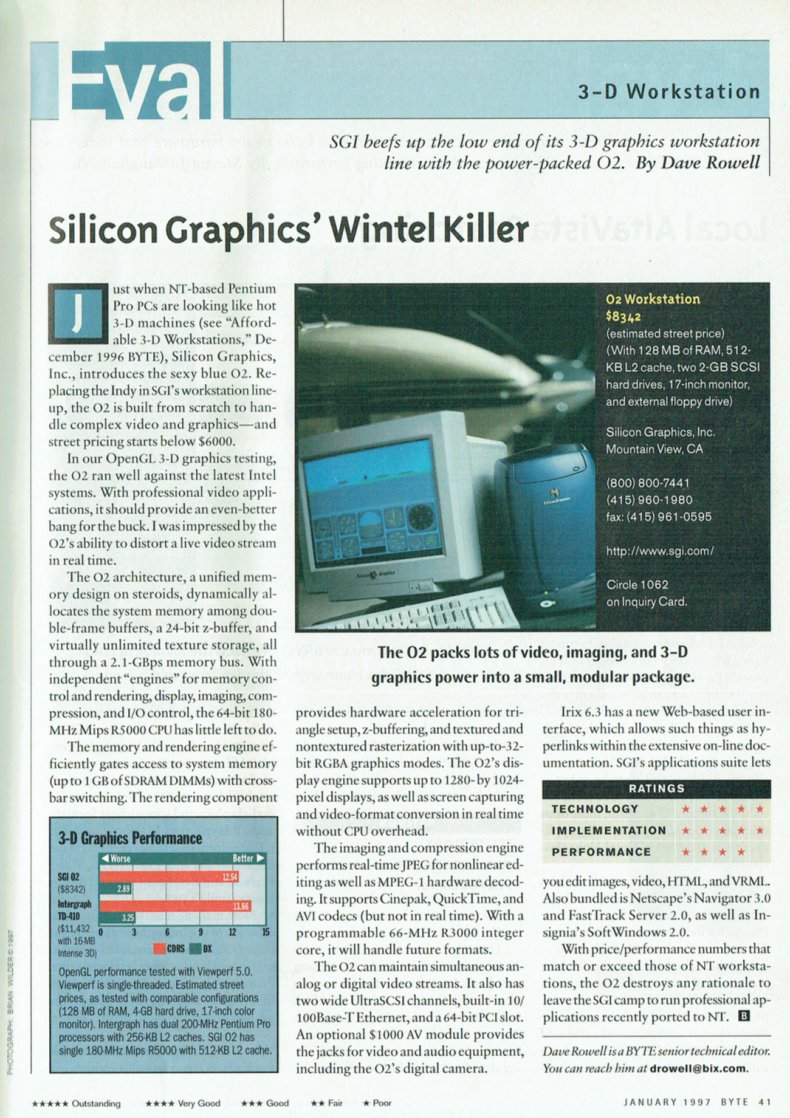 unix_byte's tweet image. Silicon Graphics O2 workstation was introduced in October 1996. It used a single MIPS microprocessor, 32 MB of base memory (expandable, at the time, to an eye-popping 1 GB), and a 17” CRT monitor supporting 1280×1024 at 75 Hz. Later processor options included the R5000,…