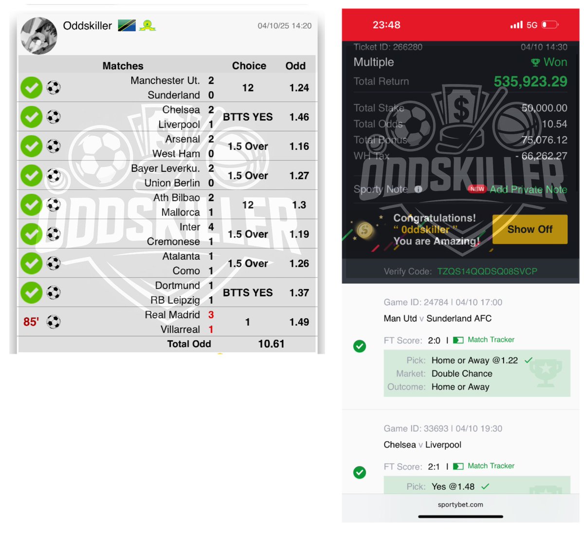 𝐘𝐞𝐬𝐭𝐞𝐫𝐝𝐚𝐲’𝐬 𝐆𝐀𝐌𝐄 𝐑𝐄𝐂𝐀𝐏⌛️

💎𝐅𝐫𝐞𝐞 Tip of the Day✅✅✅✅
              𝐓𝐒𝐡 𝟏,𝟏𝟓𝟎,𝟏𝟎𝟎paid out🤑

💰𝐅𝐫𝐞𝐞 𝟏𝟓+ 𝐎𝐝𝐝𝐬 wrap Up Tip✅✅
                 𝐓𝐒𝐡 𝟏,𝟎𝟎𝟓,𝟎𝟎𝟎 paid Out🤑

💰𝐅𝐑𝐄𝐄 𝟏𝟎+ Odds postes on IG✅✅