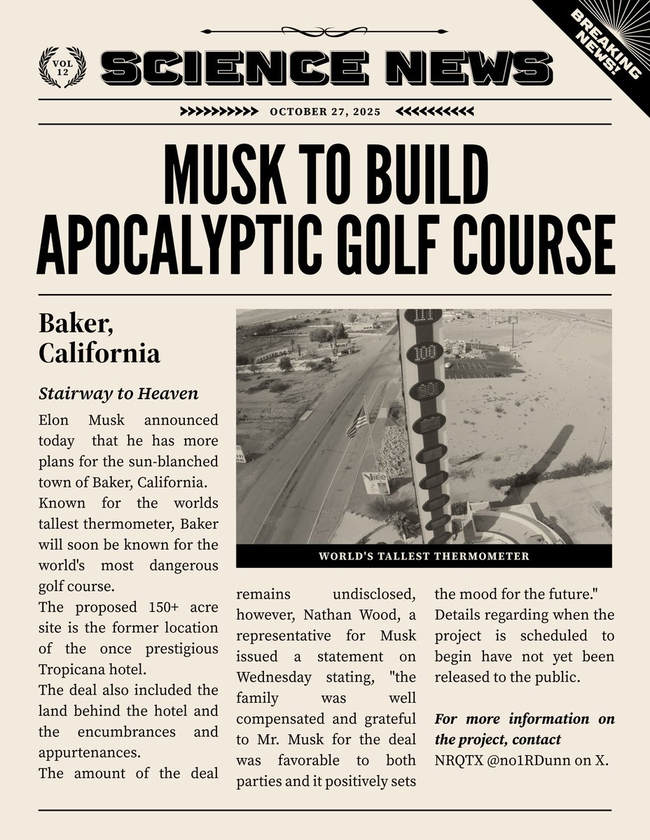 No1RDunn's tweet photo. @elonmusk Hello I wanted to tell you about a project I have been trying to get your attention about #MarsGolf #Quick9 https://t.co/d0bKwXlZLF