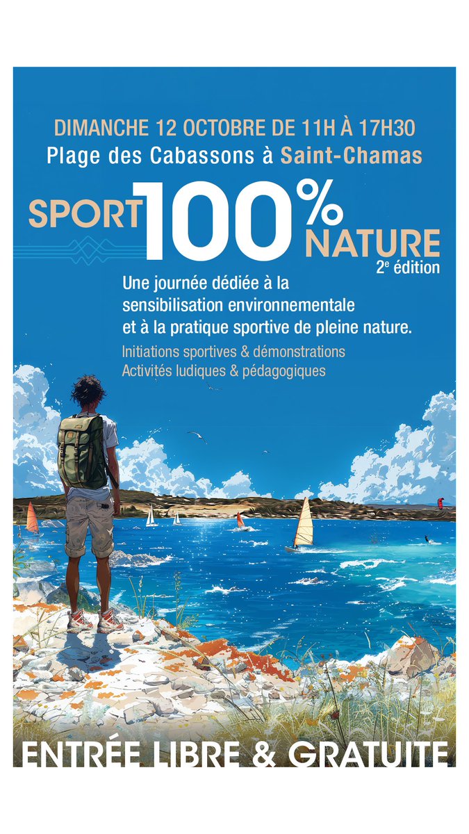 departement13's tweet photo. 💥 J-7 avant “Sport 100 % nature” à #SaintChamas !
📅 Dimanche 12 octobre, venez profiter d’activités sportives en plein air, d’animations pour toute la famille, de food-trucks gourmands et d’initiatives écoresponsables.
🎯 Gratuit, ouvert à toutes et tous. On vous attend nombreux pour cette 2ᵉ édition 👉 https://t.co/ljHB7tRKIo