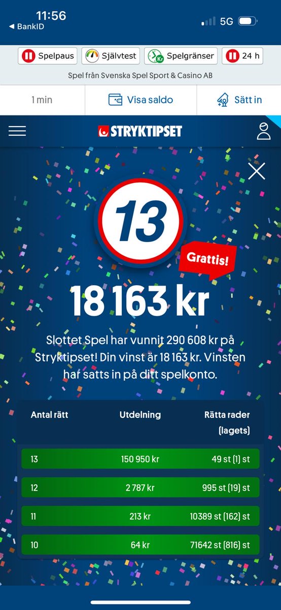2 x 13 och 580.000 kr inspelat totalt för Slottets Mega och Mega England. Våra tungviktare fortsätter leverera även om Chelseas sena kostade 600.000 kr. Nya tag på superfint ET idag✅
