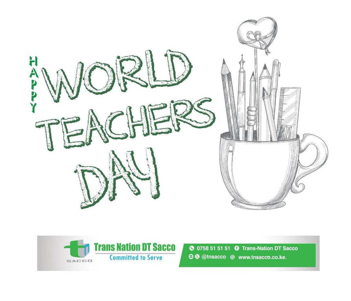 Happy World Teachers’ Day!

At TN Sacco, we join the world in celebrating teachers, the true champions of knowledge, discipline, and growth.
Thank you for your service, your passion, and your endless dedication to shaping the future. 💐

#WorldTeachersDay #ThankYouTeachers
