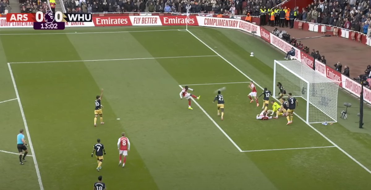 This image exemplifies what Gyokeres offers to us. Last season, the Saka pass into the box never leads to anything as none of our players would even attack it. However, Gyokeres attacks it and pulls 3-4 defenders with him that frees up Eze to get a free shot at goal. <a href="/clivepafc/">Clive</a>