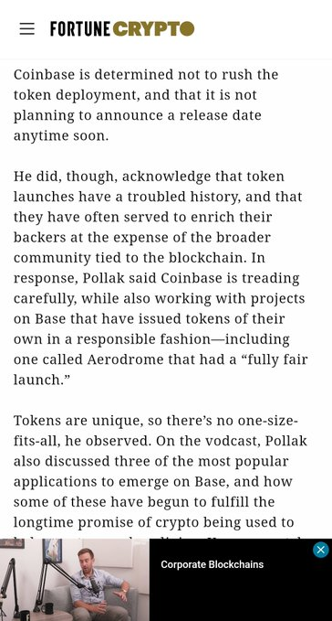 $BASE token airdrop will be designed to reward early users, builders, creators and build a thriving ecosystem. Possibly a "fair launch" approach like
<a href="/AerodromeFi/">Aerodrome</a>