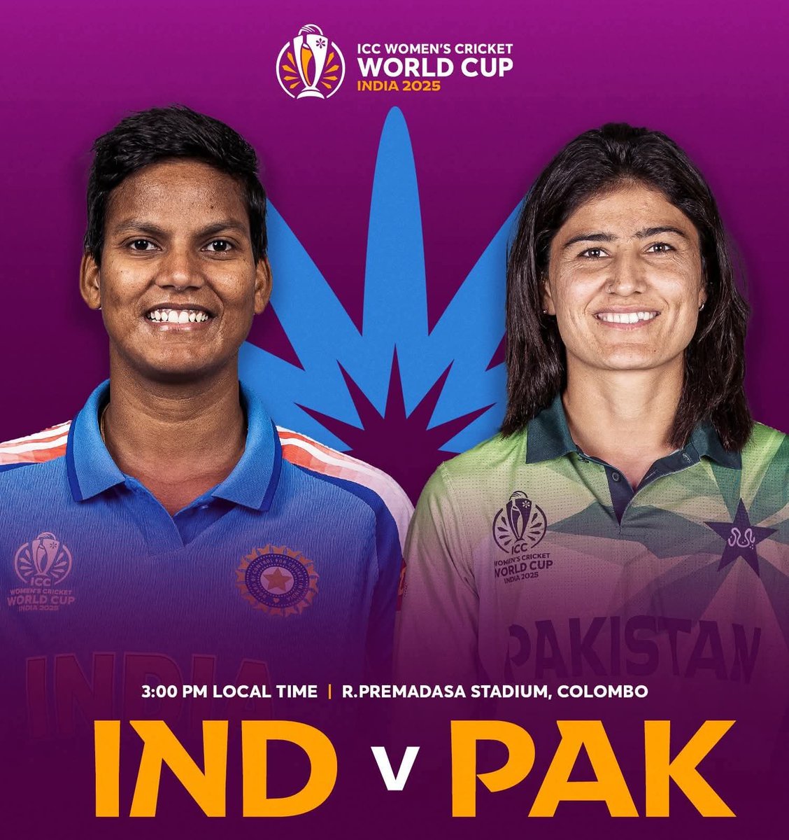 SNHaider786's tweet photo. Another Sunday, Another India vs Pakistan 🇵🇰 Battle. 
ICC Women's Cricket World Cup 2025
India 🇮🇳 v Pakistan 🇵🇰 
Oct 5, 2025
At RPS Colombo 
2:30 PM PST 
#ICCWomensWorldCup2025 #INDvPAK https://t.co/g1Dxkhewcj