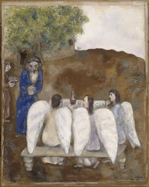 artistchagall's tweet photo. Three angels visit Abraham #artbots #chagall https://t.co/BzIzvw3qAq