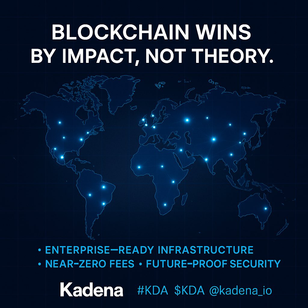 Kadena_Insights's tweet photo. Blockchain doesn’t win by theory — it wins by impact.
Kadena’s scalability and gas-station model make real-world adoption possible:
🔹 Enterprise-ready infrastructure
🔹 Near-zero fees
🔹 Future-proof security
This is how Web3 becomes usable. 🧬
#KDA $KDA #KDNA @kadena_io https://t.co/hvHyChIkpX