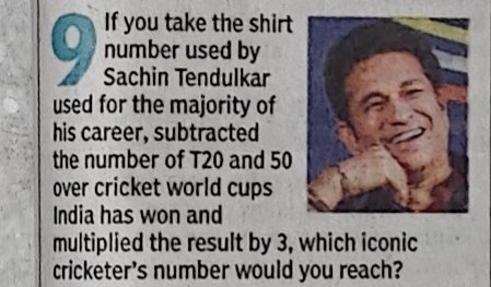 gop_ven's tweet photo. This quiz question featured in the "Inquisitive" of the Times of India Newspaper. This question is factually incorrect as 1983 was a 60 over World Cup and the Total World cups India has won in T20s and 50 over World cups is 3 (2007, 2011, 2024).? https://t.co/PbTU34OBsq